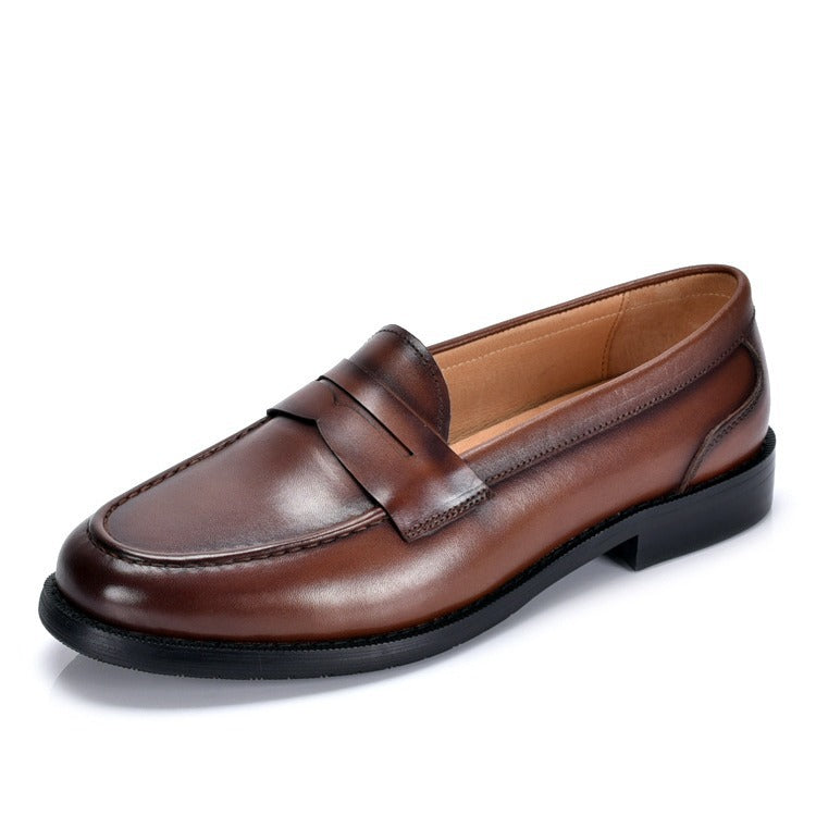 Herren-Ledermokassins – Glatte Schaft, Penny-Riemen &amp; Moc-Toe-Naht
