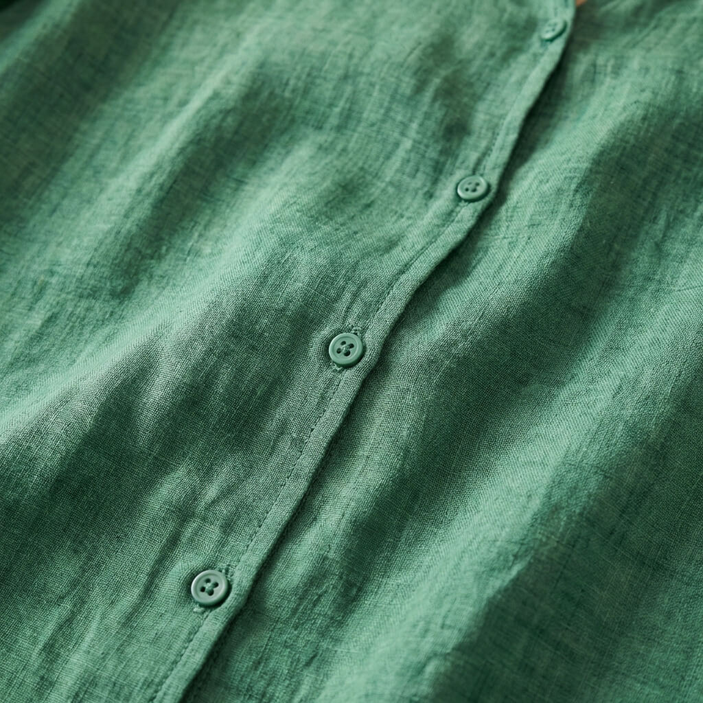 Leinen-Bluse mit Knöpfen für Damen – Peter-Pan-Kragen lockerer Schnitt