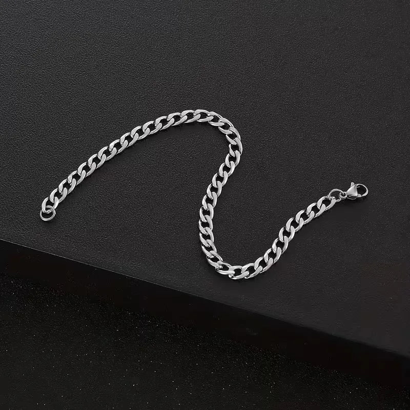 Bracelet Homme Maille Cubaine – Acier Titane Poli Électrodéposé