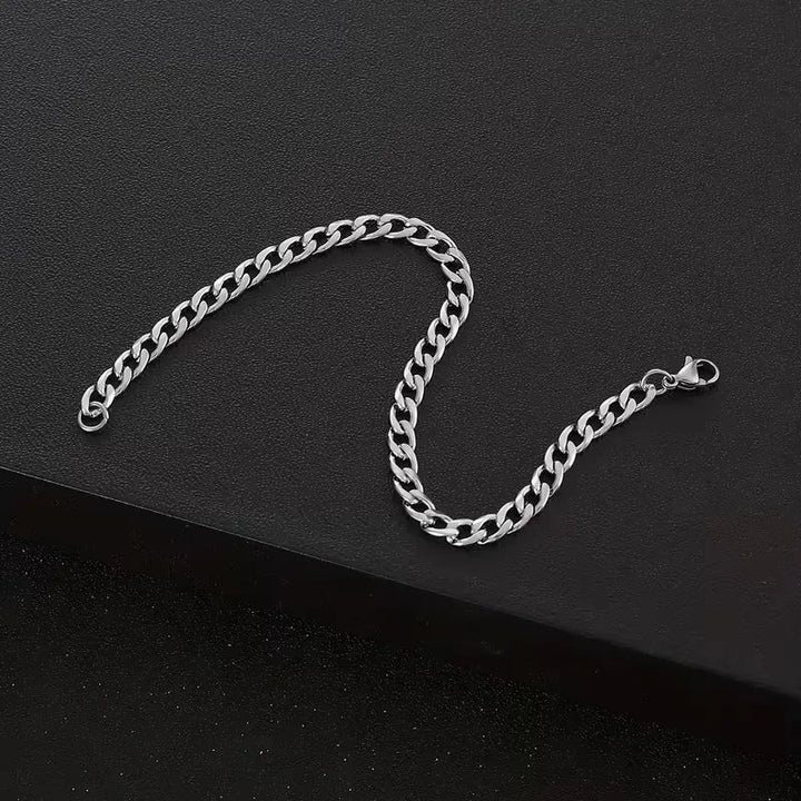 Bracelet Homme Maille Cubaine – Acier Titane Poli Électrodéposé