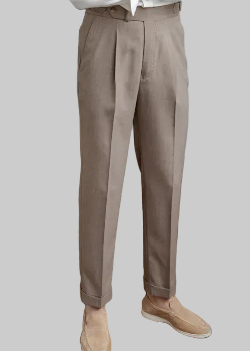 Men's High-Waisted Straight Cut Pants – Lightweight and Breathable