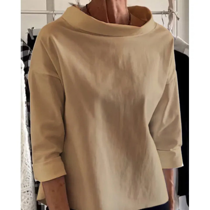 Women's Mid-Height Turtleneck Cotton Sweater – Long Sleeves