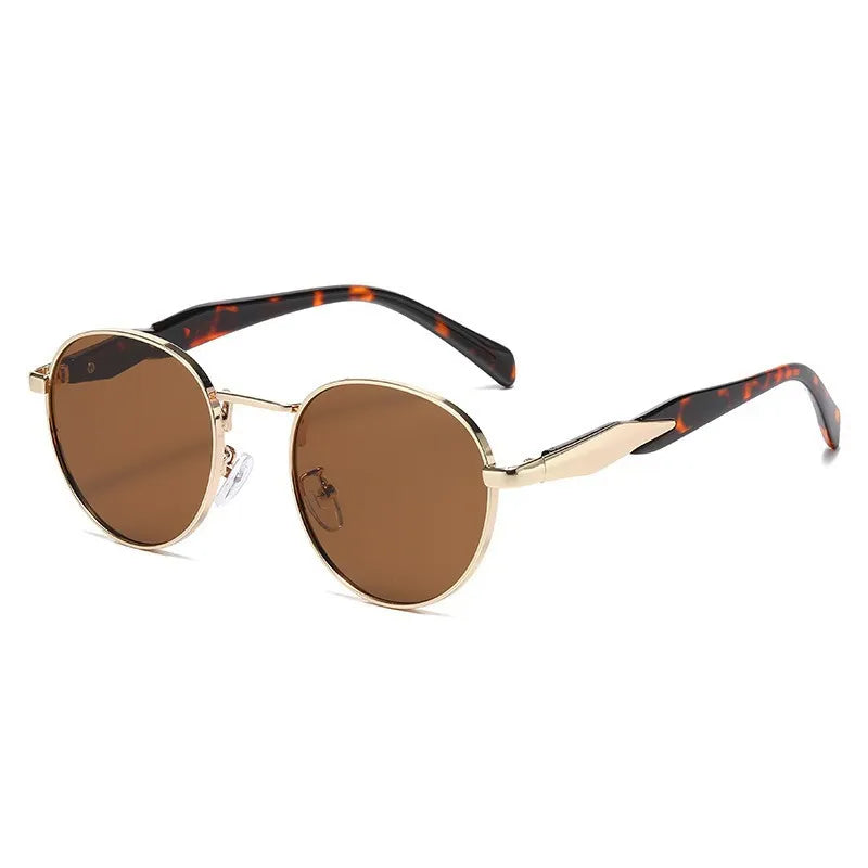 Runde Damen-Sonnenbrille – Metallgestell UV-Schutz