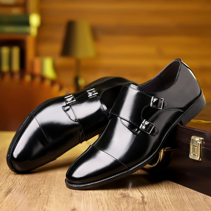 Herren Elegante Lederschuhe mit Doppel-Mönchriemen – Feine Formelle Schnallen