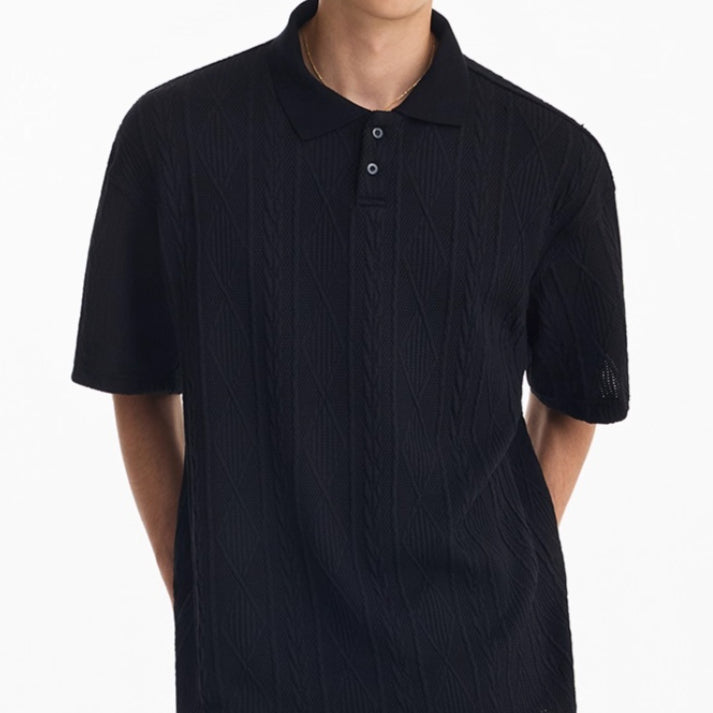Men's Polo Shirt in Textured Knit – Structured Ribbed Finish