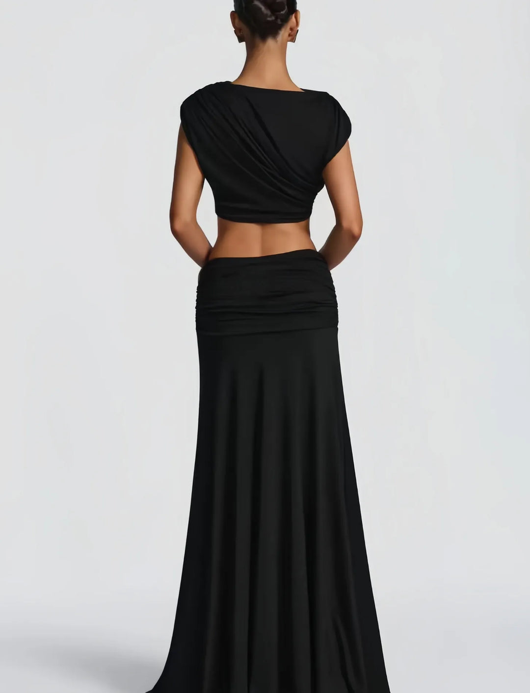 Completo Top Corto e Gonna Lunga Donna – Tessuto Elasticizzato Fluido