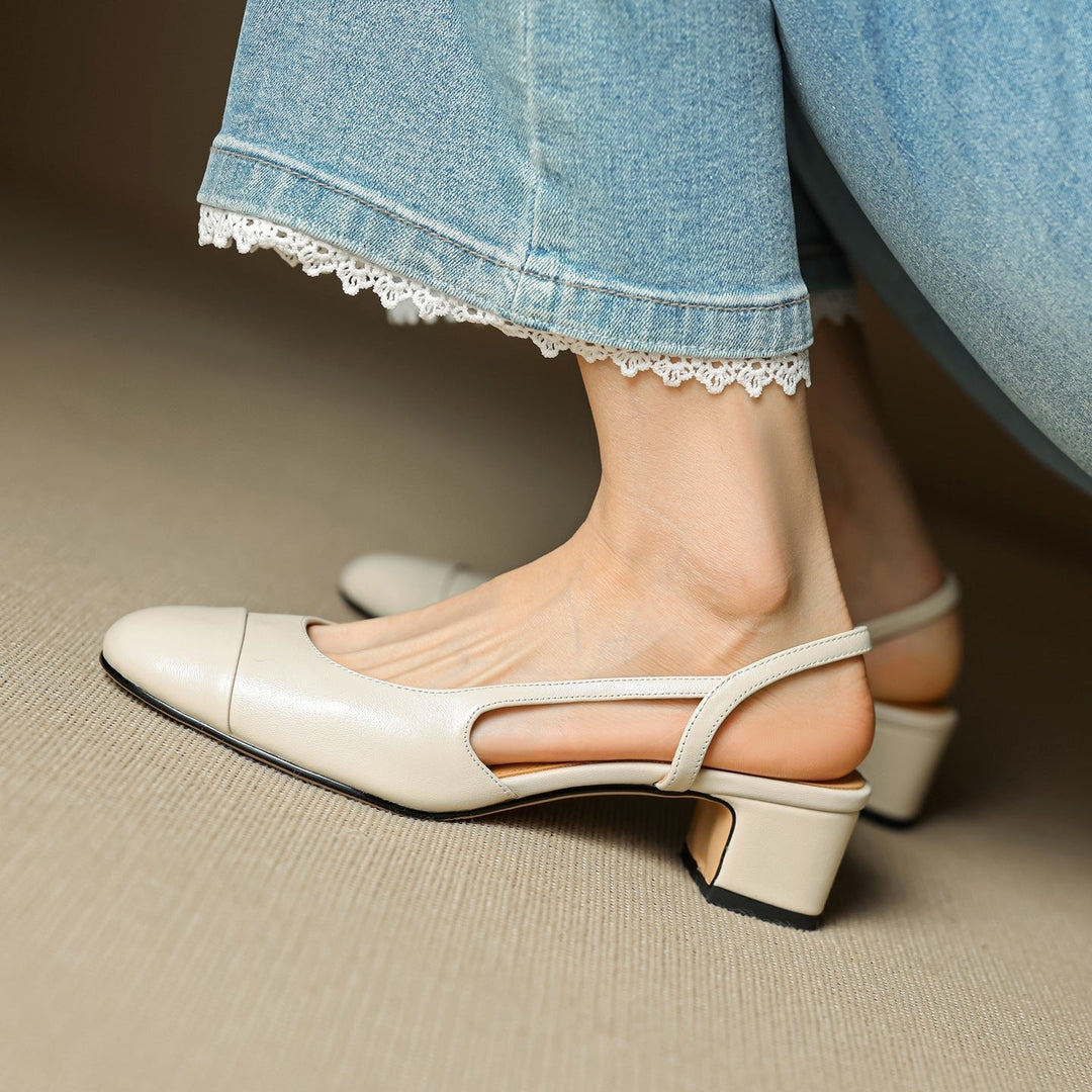 Décolleté donna slingback in pelle – Punta a mandorla elegante