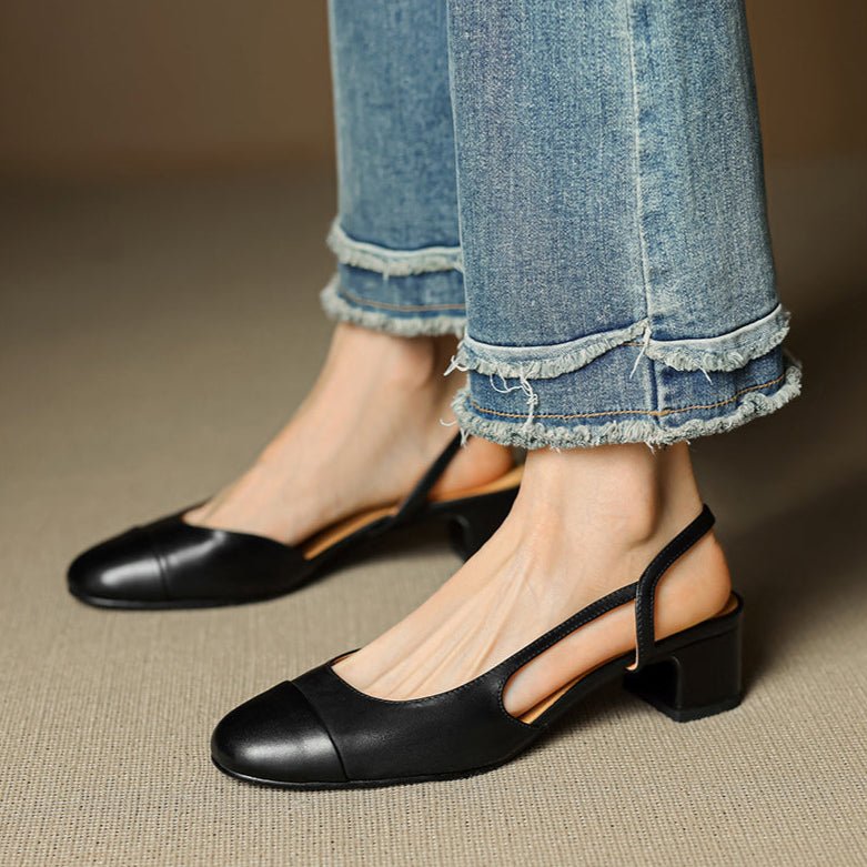Décolleté donna slingback in pelle – Punta a mandorla elegante