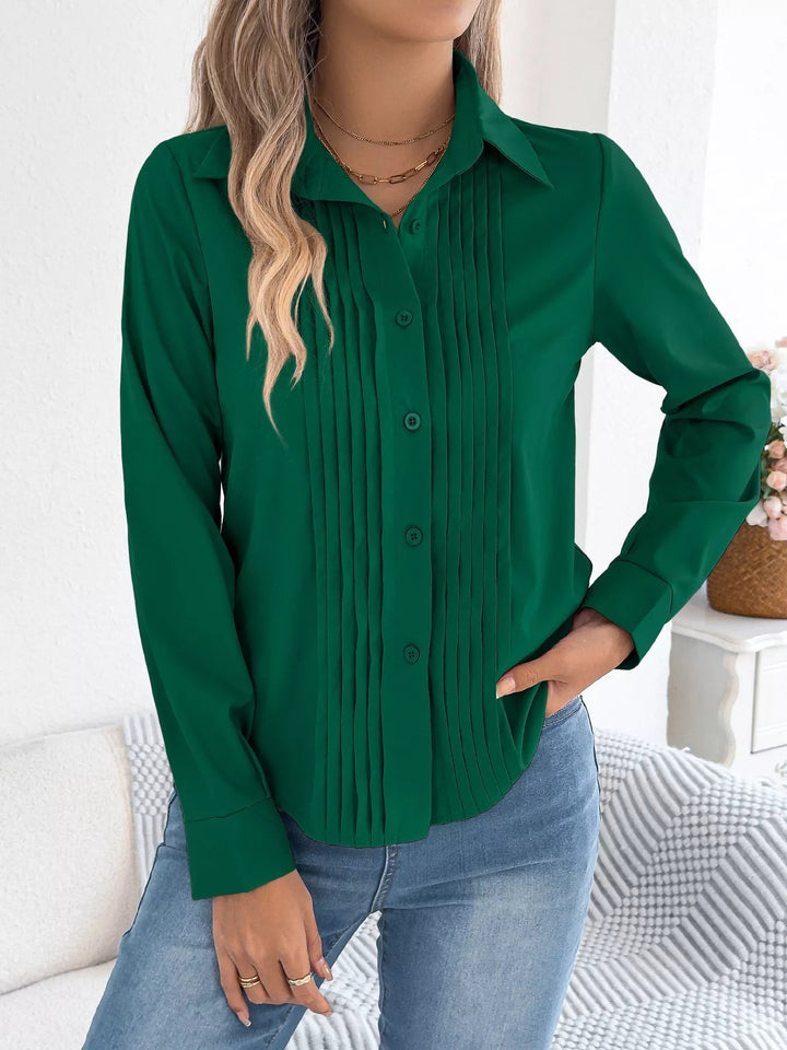 Leichte Bluse mit Knöpfen für Damen – Lange Ärmel, figurbetonter Schnitt