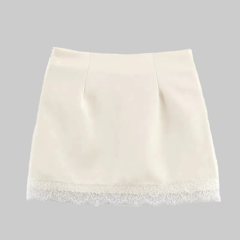 Mini Jupe Femme Taille Haute – Bordure en Dentelle Ajustée
