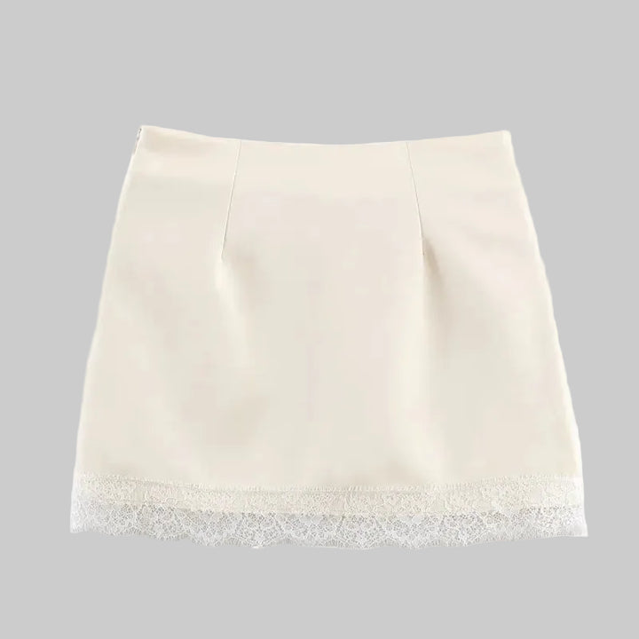 Mini Jupe Femme Taille Haute – Bordure en Dentelle Ajustée