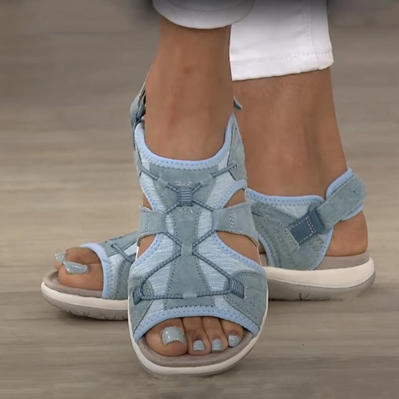 Sandali con zeppa ortopedici donna – chiusura a strappo suola imbottita