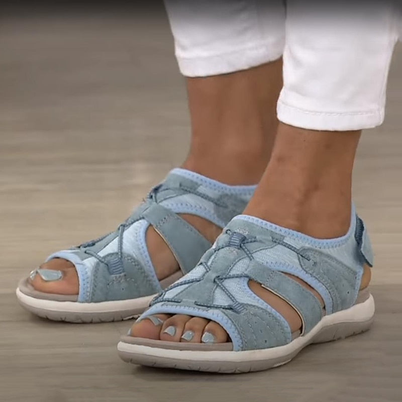 Sandali con zeppa ortopedici donna – chiusura a strappo suola imbottita