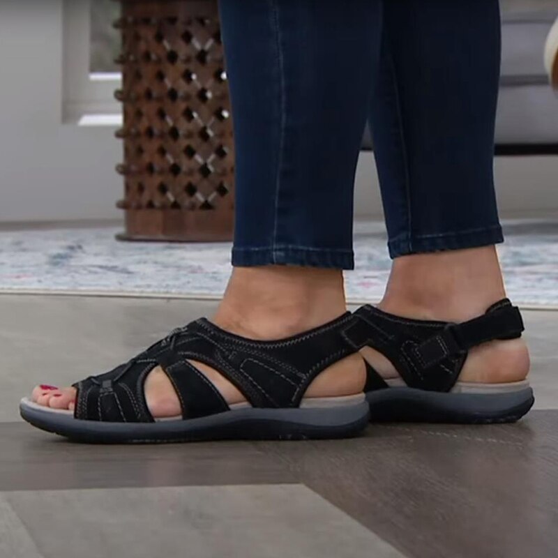 Sandali con zeppa ortopedici donna – chiusura a strappo suola imbottita