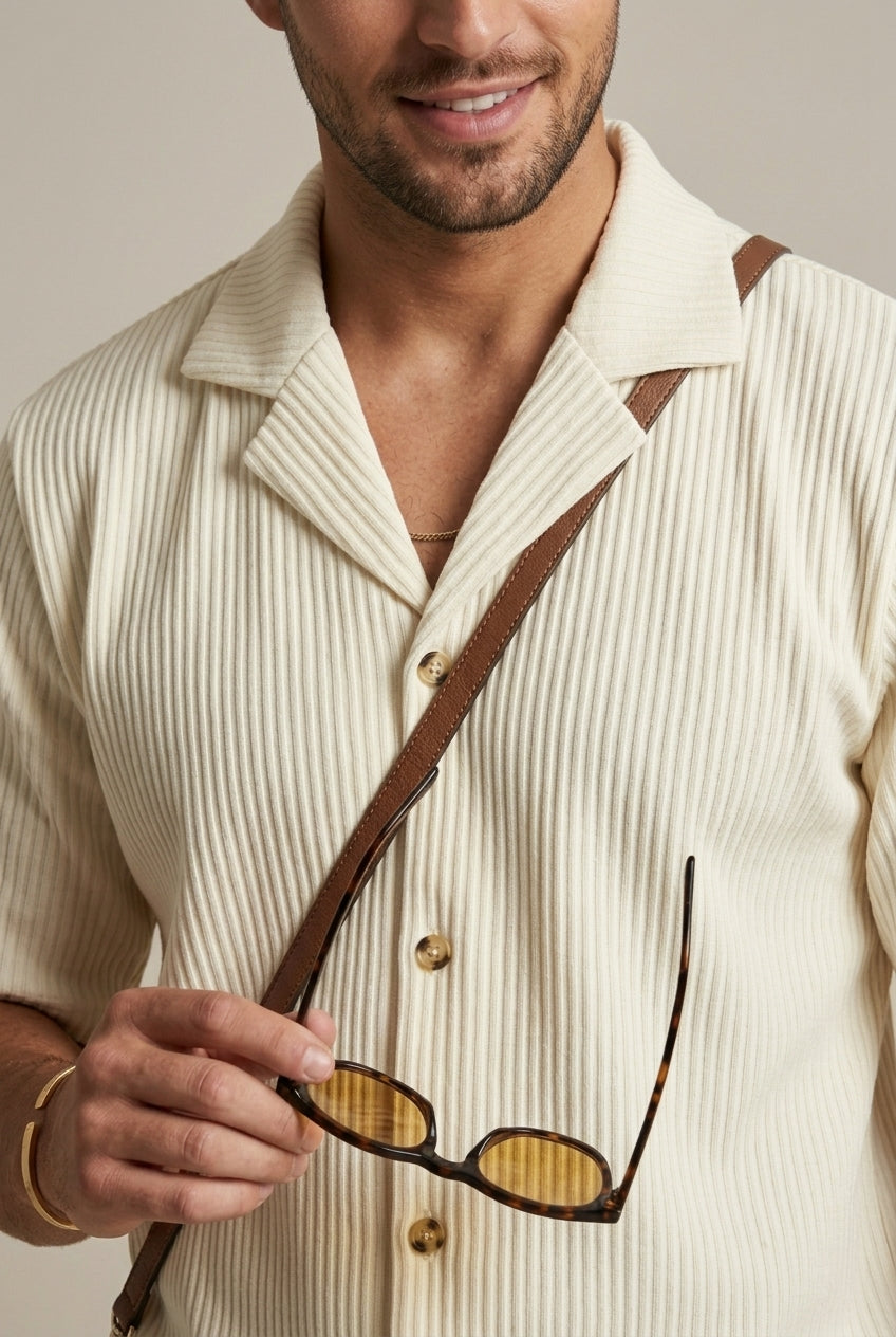 Completo Uomo Due Pezzi Costellato – Camicia a Maniche Corte e Pantaloni con Coulisse