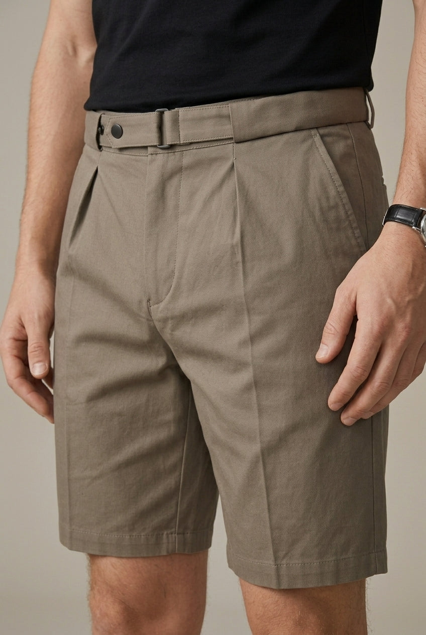 Men's Short Chino Suit – Belt and Front Crease Pleat