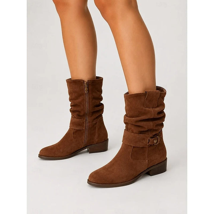Bottines Femme en Suédine – Ligne Souple, Talon Carré