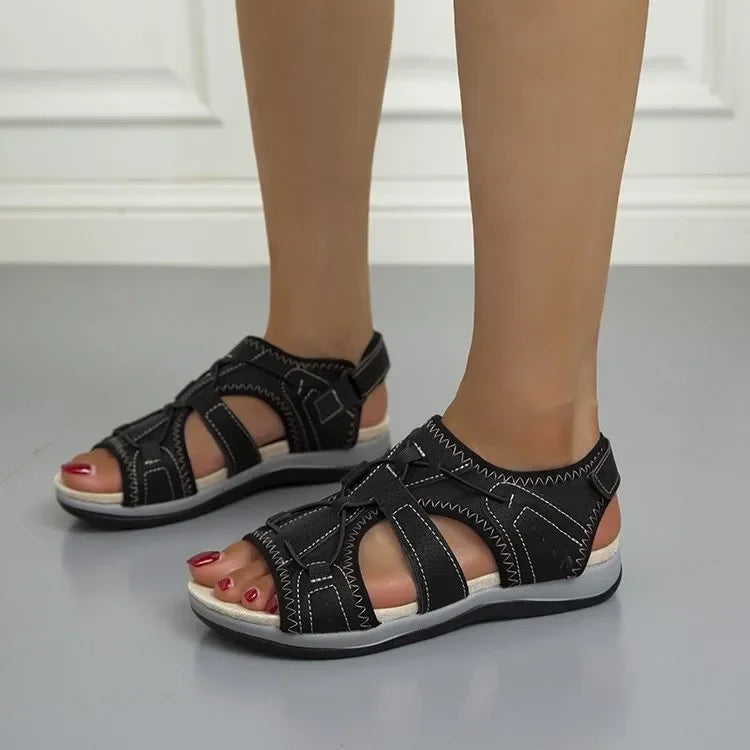 Sandali con zeppa ortopedici donna – chiusura a strappo suola imbottita