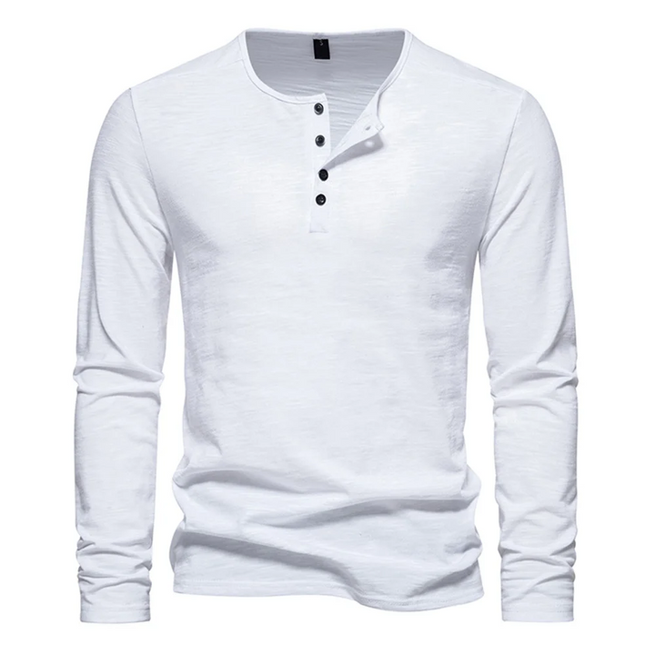 Herrenlangarmshirt mit Knöpfen – technisches Mischgewebe, raffinierter Casual-Look