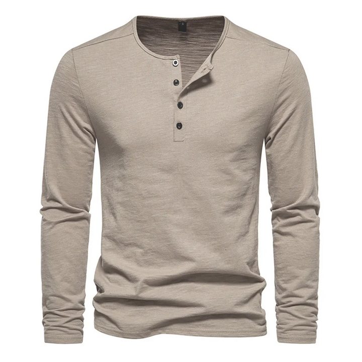 Herrenlangarmshirt mit Knöpfen – technisches Mischgewebe, raffinierter Casual-Look