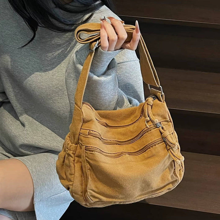 Borsa a tracolla da donna in tela – Multi-tasche regolabile