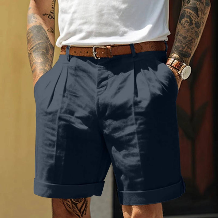 Men's Short Linen – Tailored Fit with Flat Pleats and Cuffs
