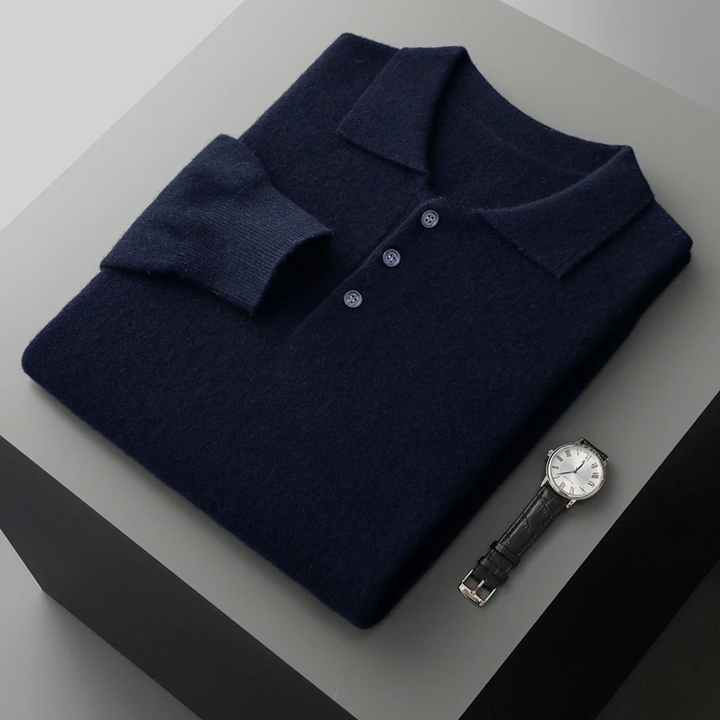 Herren Polo aus Baumwolle mit langen Ärmeln – minimalistische, formelle Passform