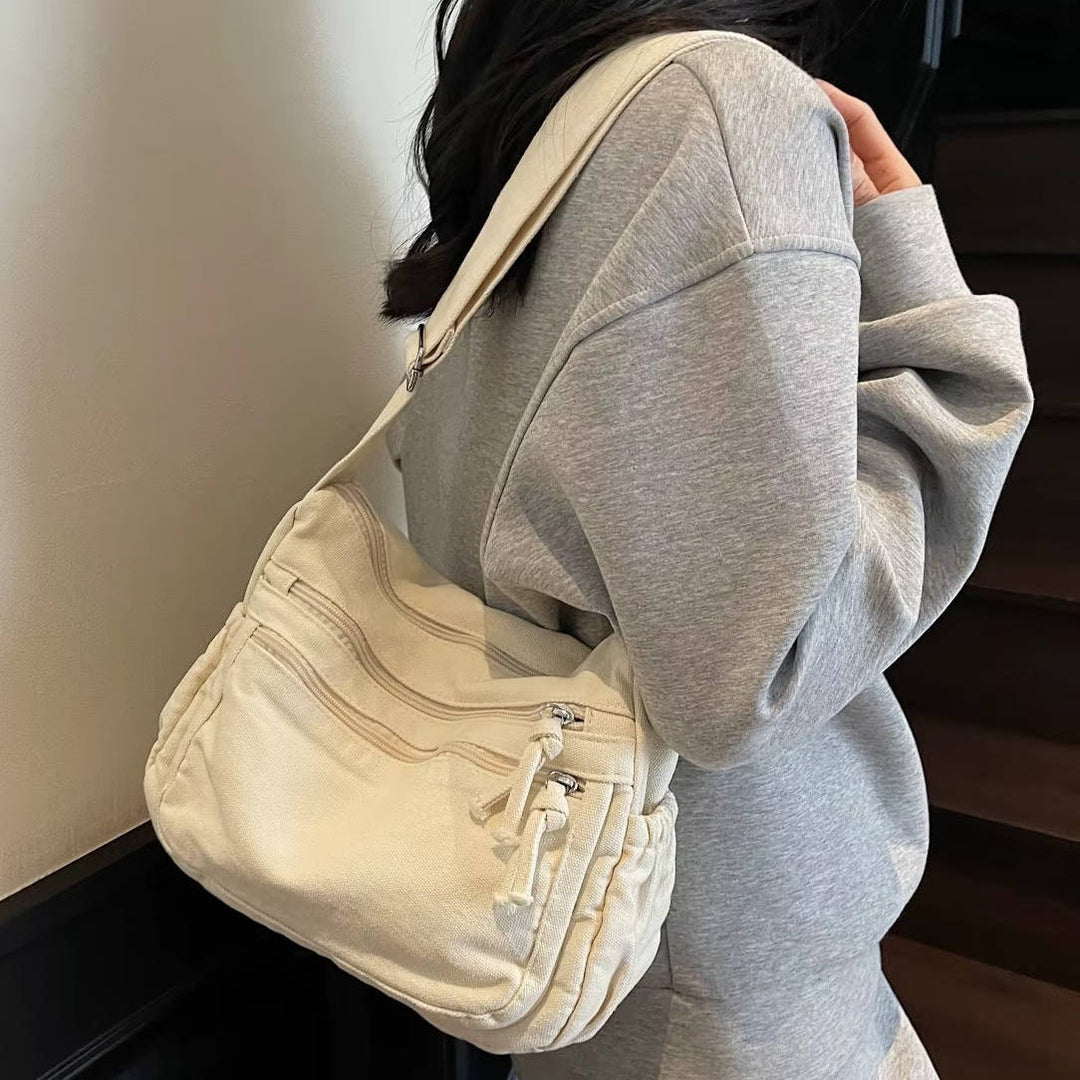 Borsa a tracolla da donna in tela – Multi-tasche regolabile