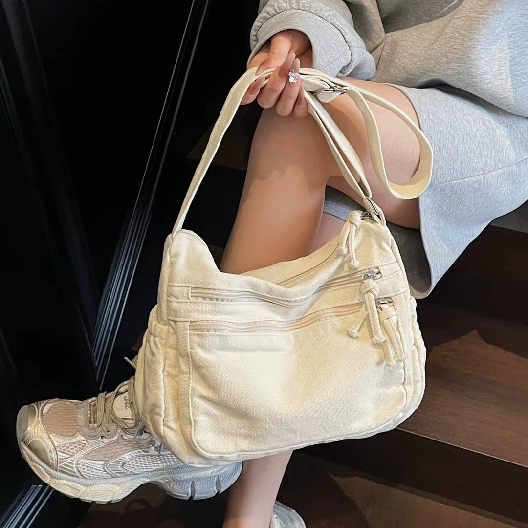 Borsa a tracolla da donna in tela – Multi-tasche regolabile