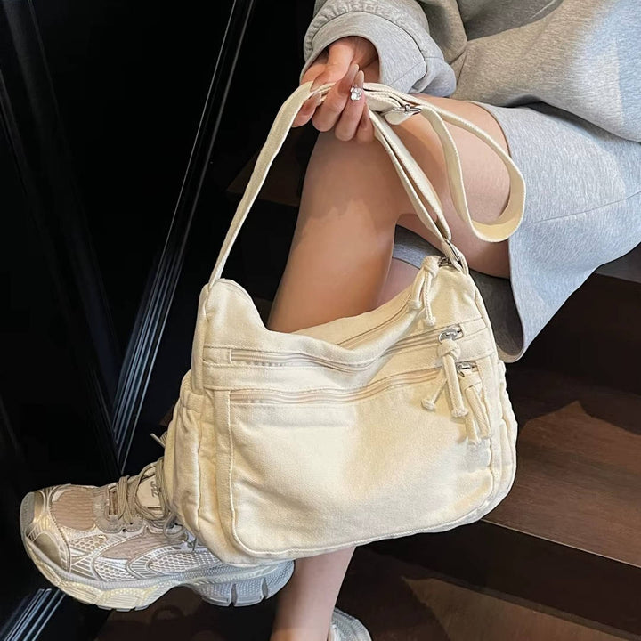 Borsa a tracolla da donna in tela – Multi-tasche regolabile