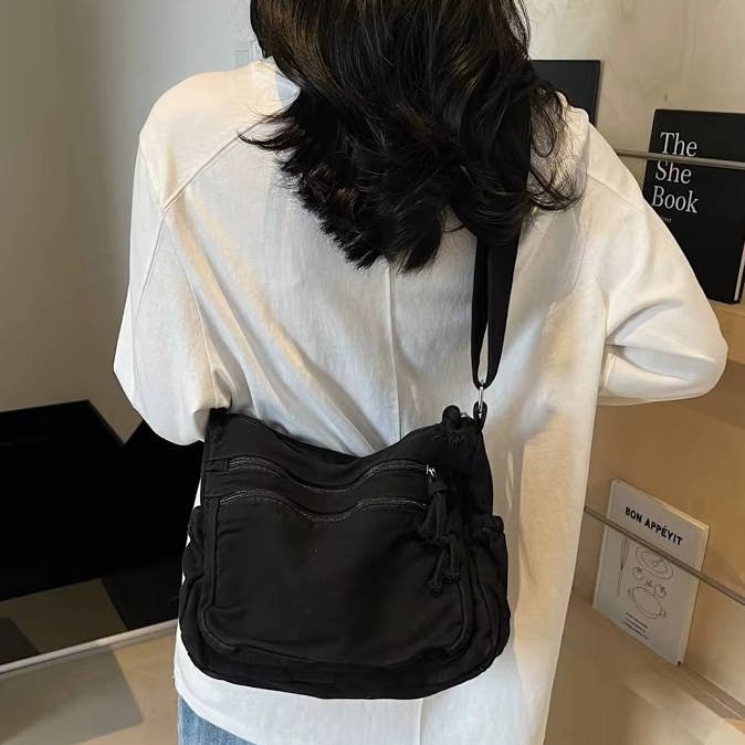 Borsa a tracolla da donna in tela – Multi-tasche regolabile