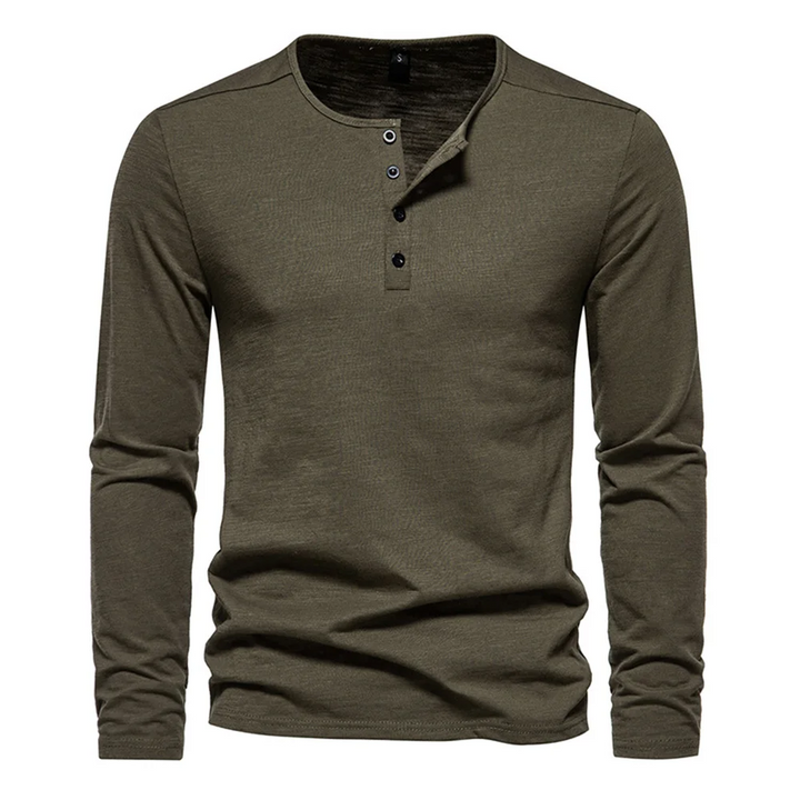 Herrenlangarmshirt mit Knöpfen – technisches Mischgewebe, raffinierter Casual-Look