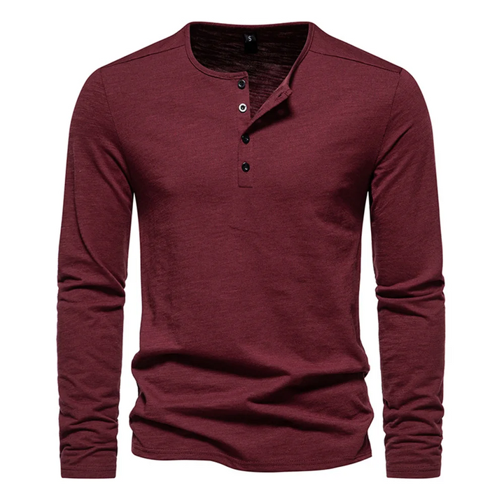 Herrenlangarmshirt mit Knöpfen – technisches Mischgewebe, raffinierter Casual-Look