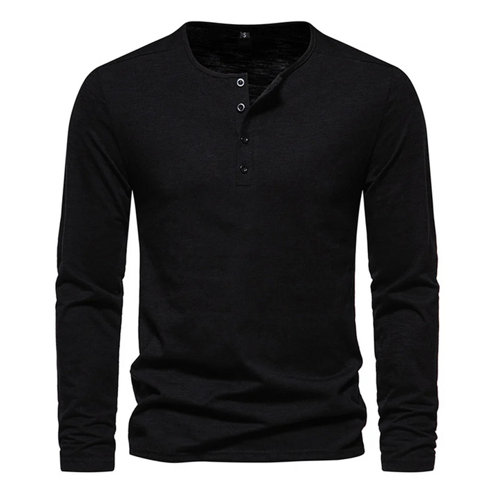 Herrenlangarmshirt mit Knöpfen – technisches Mischgewebe, raffinierter Casual-Look