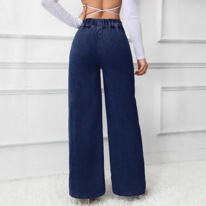 Damenjeans mit hoher Taille und weitem Bein – Retro-Schnitt