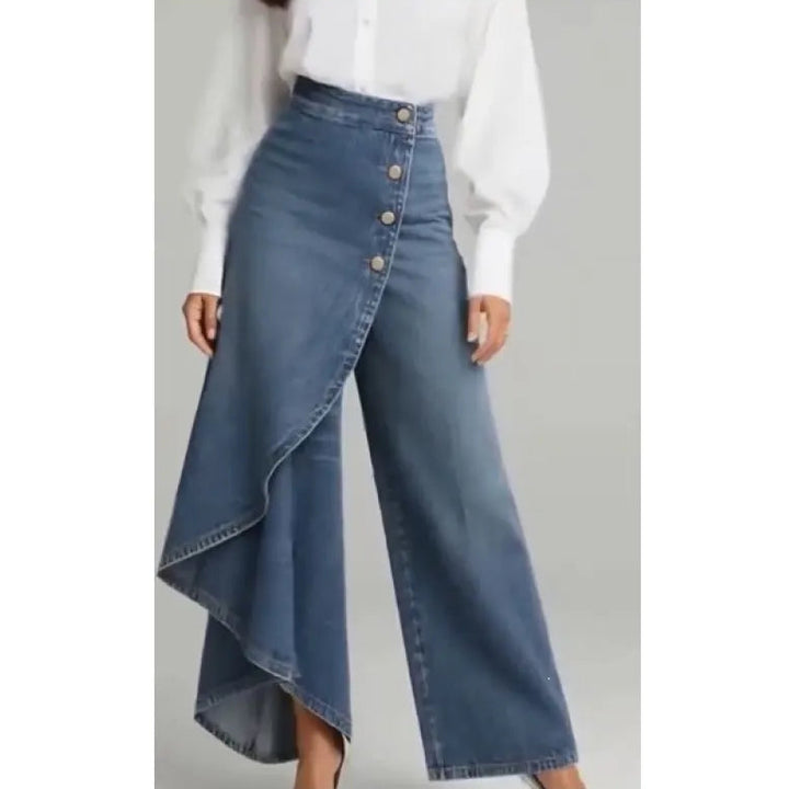 Jean Femme Jambe Large – Coupe Ample Taille Haute en Denim