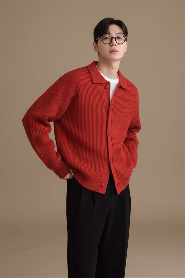 Gilet Homme Maille Épaisse – Cardigan Coupe Ample Moderne