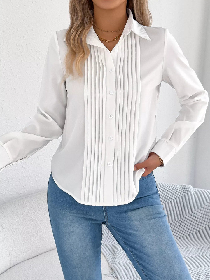 Leichte Bluse mit Knöpfen für Damen – Lange Ärmel, figurbetonter Schnitt
