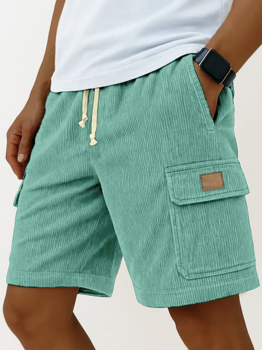 Short Cargo Homme en Velours Côtelé – Taille Élastiquée avec Cordon