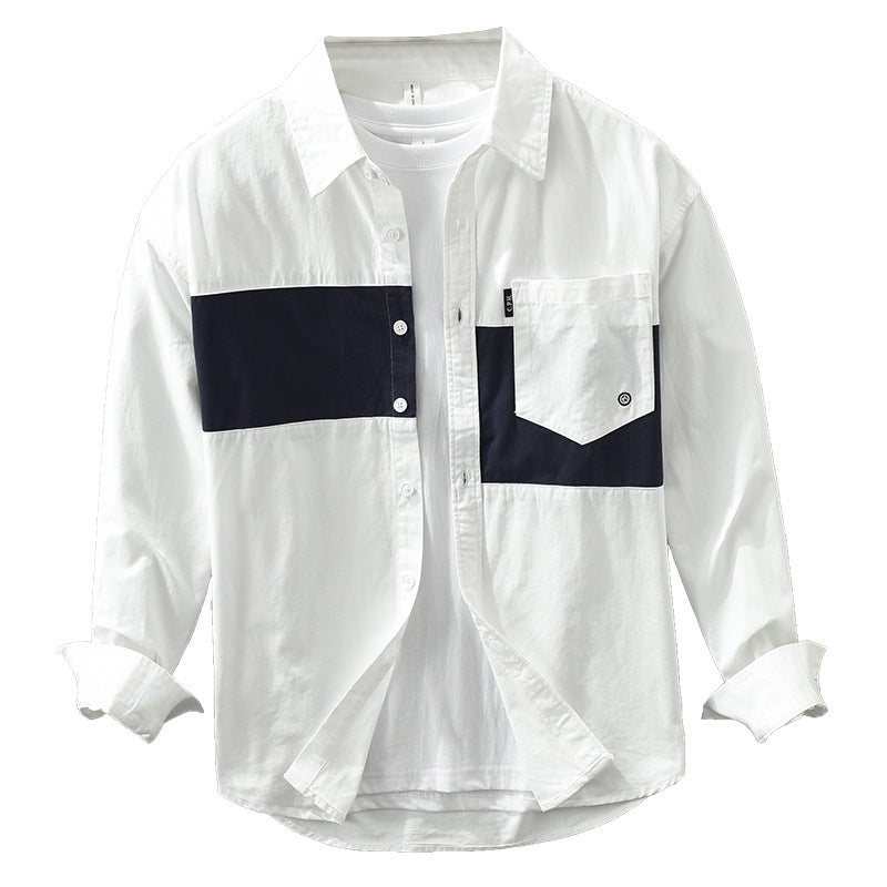 Men's Cotton Shirt – Contrasting Patchwork Casual Fit