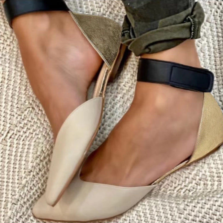 Sandali bassi da donna punta a punta – silhouette slingback a blocchi di colore