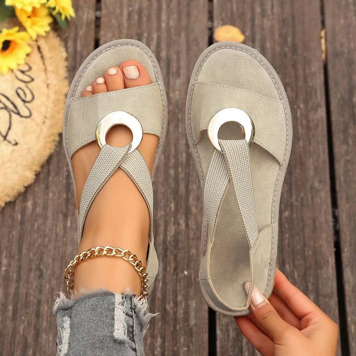 Damen-Keilsandalen mit Jutesohle – Übergrößen mit elastischem Riemen