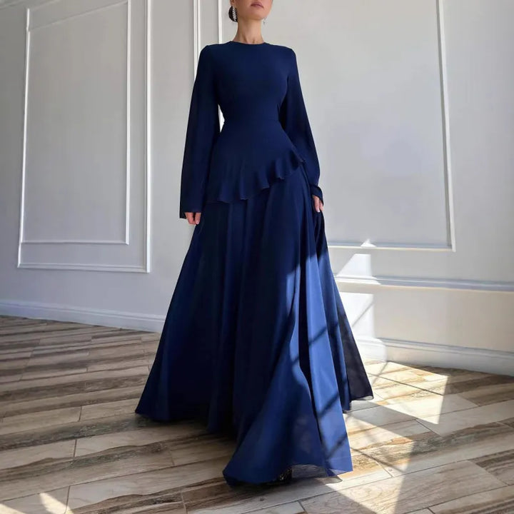 Robe Femme Col Rond Moulante Manches Longues – Tombé Fluide