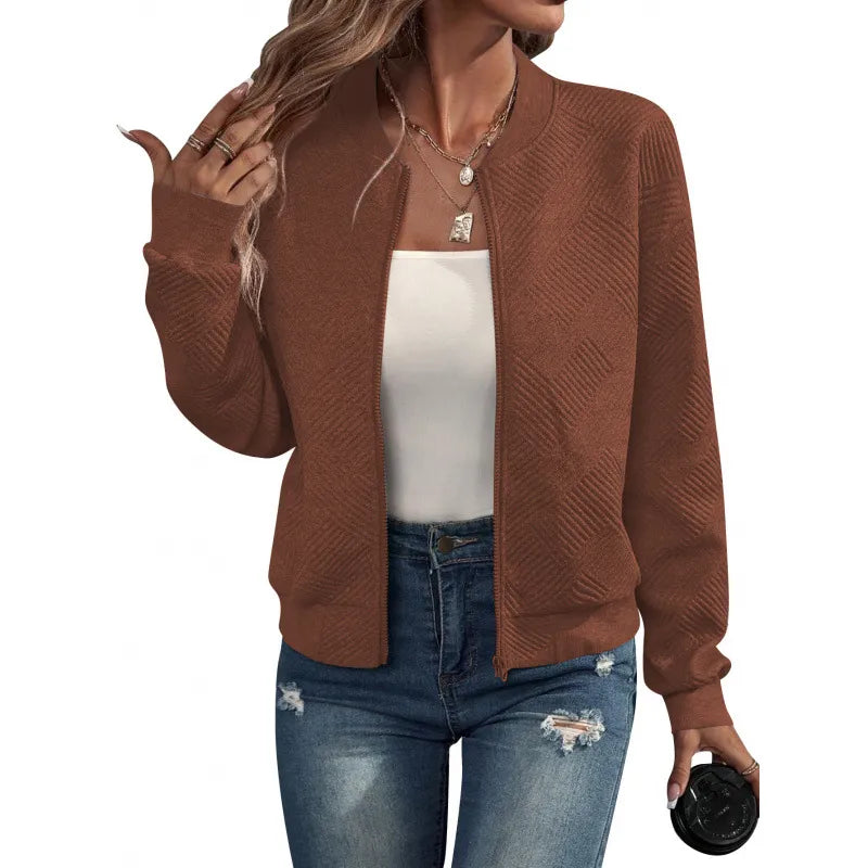 Blazer Femme Décontracté Col Baseball – Coupe Légère Relax