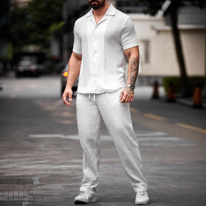 Men's Two-Piece Set – Short Sleeve Shirt and Straight Pants