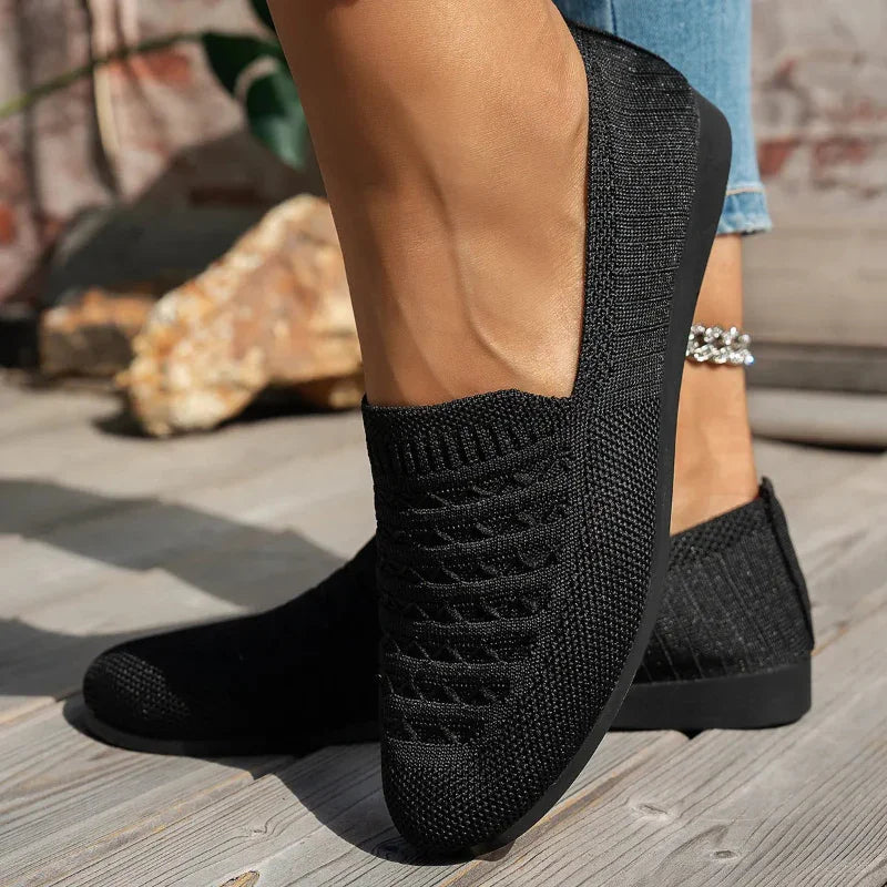 Damen Orthopädische Mokassins aus Mesh – Einfaches Hineinschlüpfen Rundspitze Flach