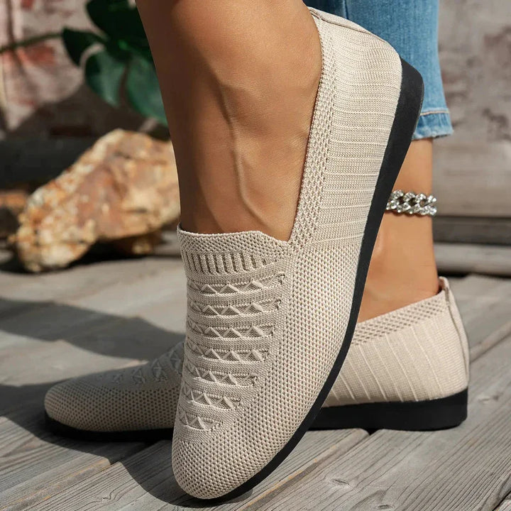 Damen Orthopädische Mokassins aus Mesh – Einfaches Hineinschlüpfen Rundspitze Flach
