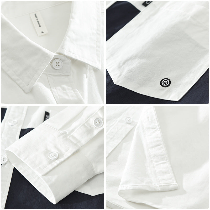 Men's Cotton Shirt – Contrasting Patchwork Casual Fit