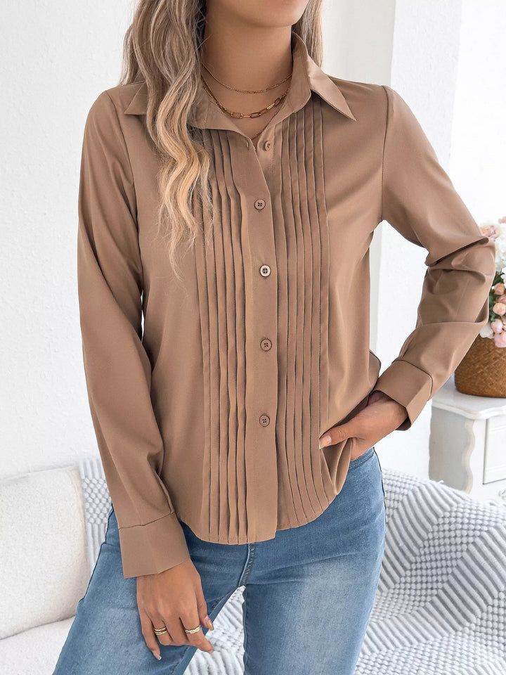 Leichte Bluse mit Knöpfen für Damen – Lange Ärmel, figurbetonter Schnitt