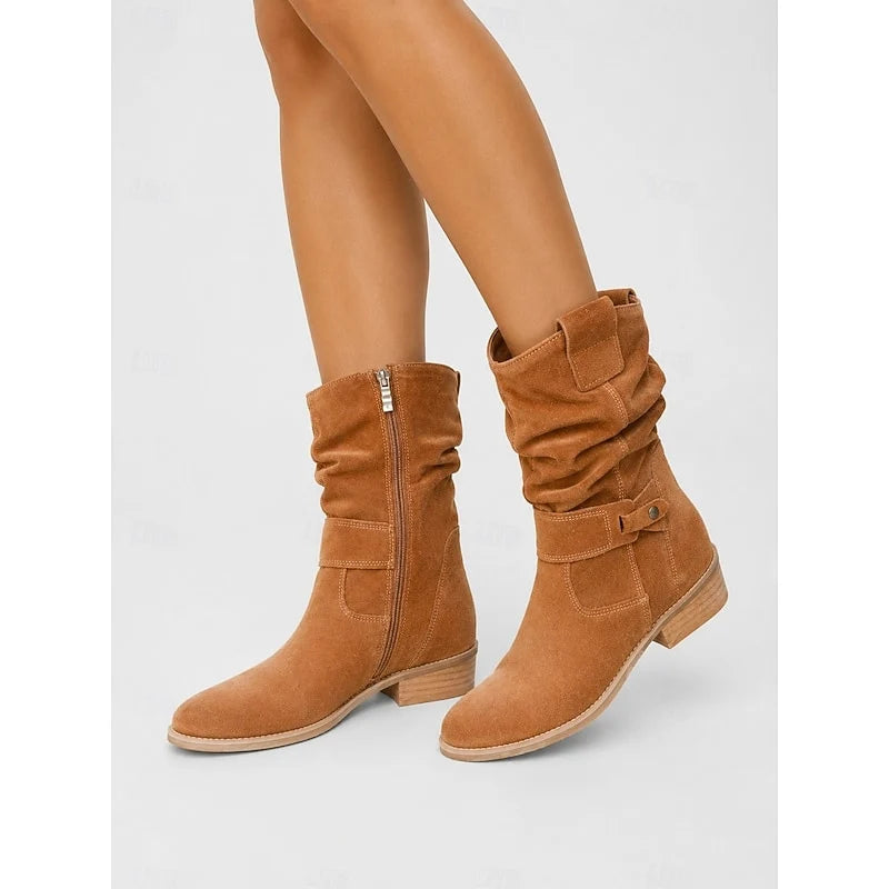 Bottines Femme en Suédine – Ligne Souple, Talon Carré